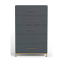 Madelyn Five Drawer Chest, Slate Gray