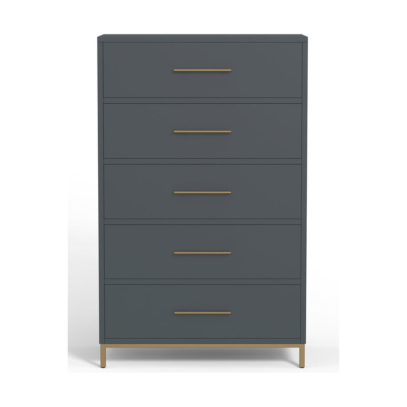 Madelyn Five Drawer Chest, Slate Gray