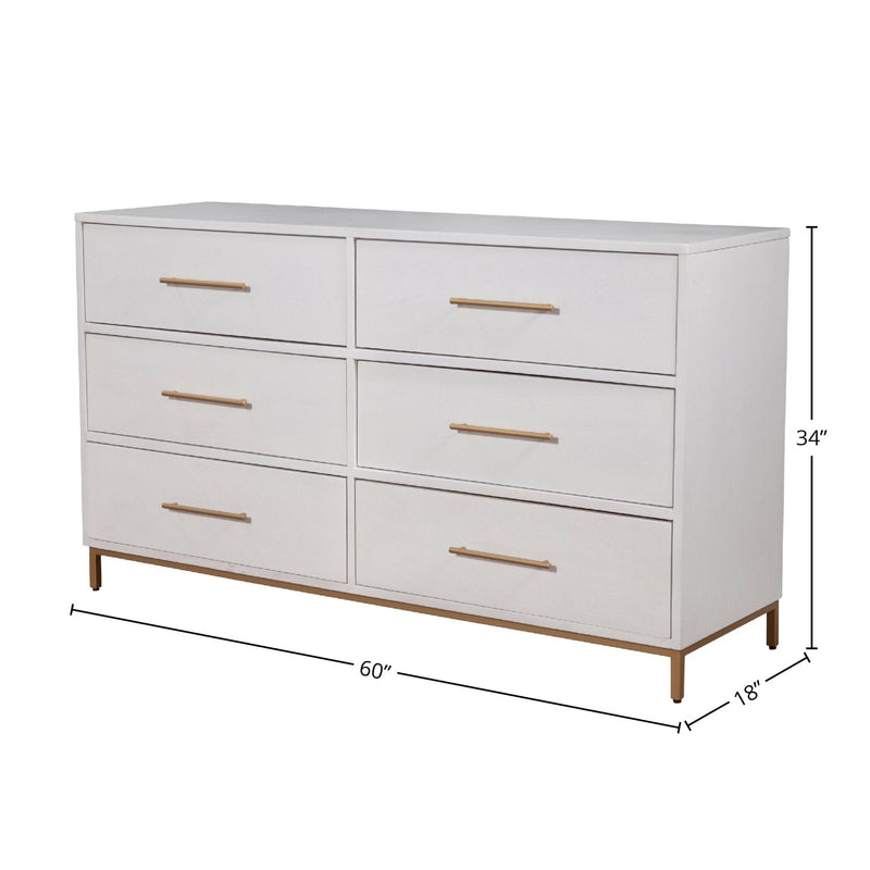 Madelyn Six Drawer Dresser, White