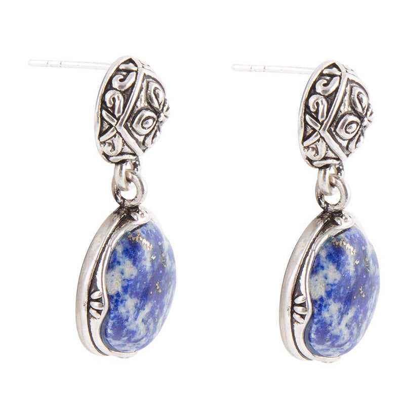 Madrid Blue Lapis Sterling Silver Post Drop Earrings