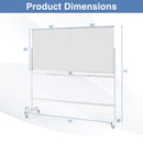 Rolling Double-Sided Magnetic Whiteboard on Wheels with Stand and Aluminum Alloy Frame-White