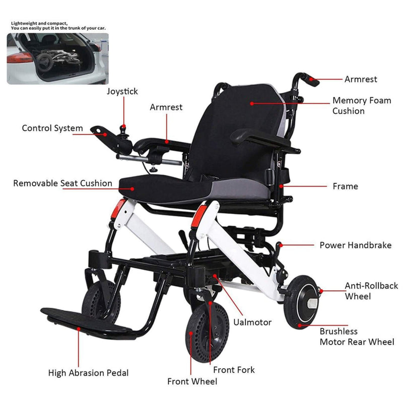 Maidesite 17.5" Wide Seat Lightweight Electric Folding Wheelchair, 500W (SAK33689)