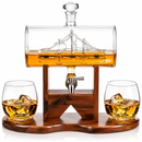 Whiskey Decanter Set - 1250ml Ship & 2 Whiskey Glasses by The Wine Savant