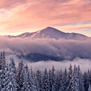 Snowy Mountain At Sunset Wall Art