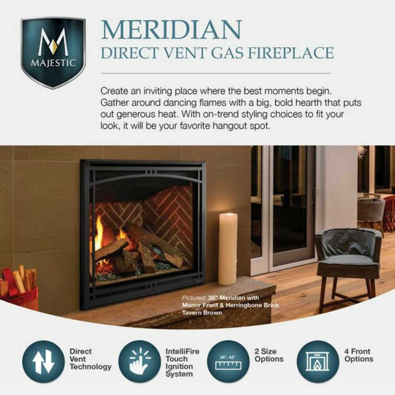 Majestic Meridian 42" Platinum Natural Gas Fireplace [MER42PN] (SAK51823)
