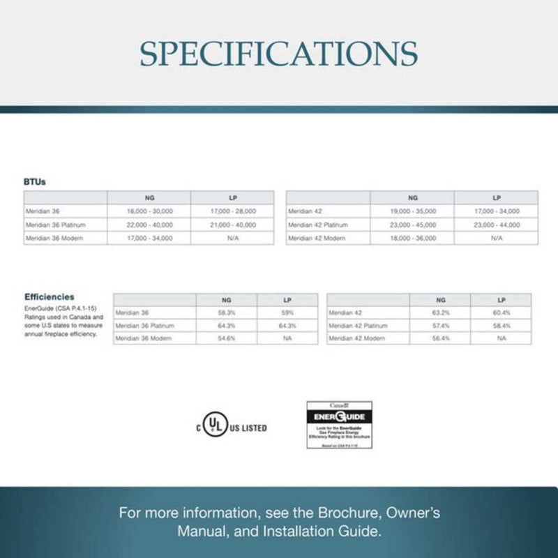 Majestic Meridian 42" Platinum Natural Gas Fireplace [MER42PN] (SAK51823)