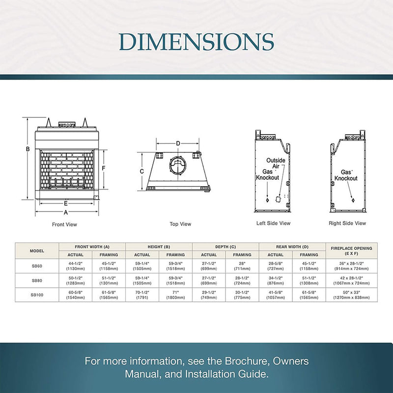 Majestic Biltmore 50" Herringbone Pattern Open Wood-Burning Fireplace [SB100HB] (SAK62529)