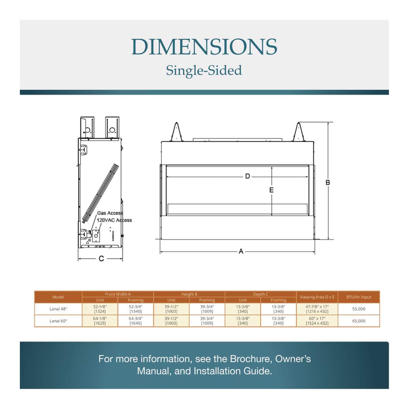 Majestic Lanai 60" Single Sided Linear Outdoor Gas Fireplace [ODLANAIG-60] (SAK94821)