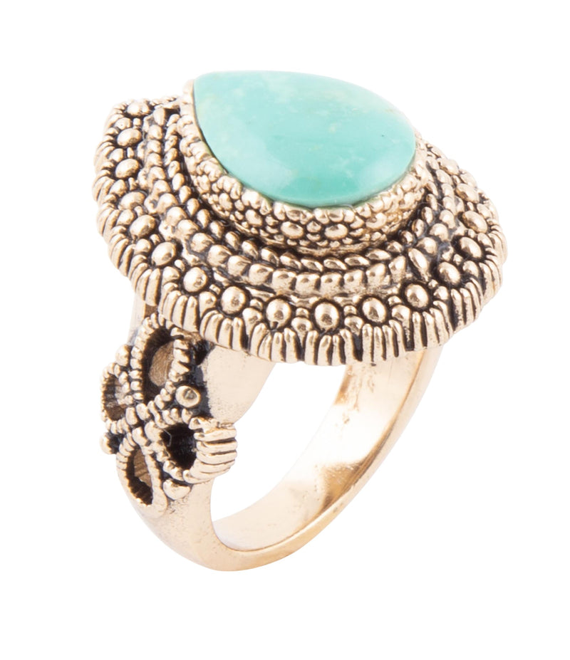 Make an Entrance Green Turquoise and Golden Bronze Ring