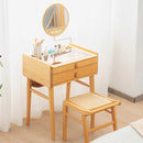 Bamboo Makeup Vanity Table with Stool and Rotating Mirror by LJGDeals
