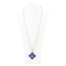Maltese Cross Blue Lapis Golden Chain Pendant Necklace