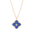 Maltese Cross Blue Lapis Golden Chain Pendant Necklace