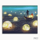 Man Rowing Among Glowing Moons