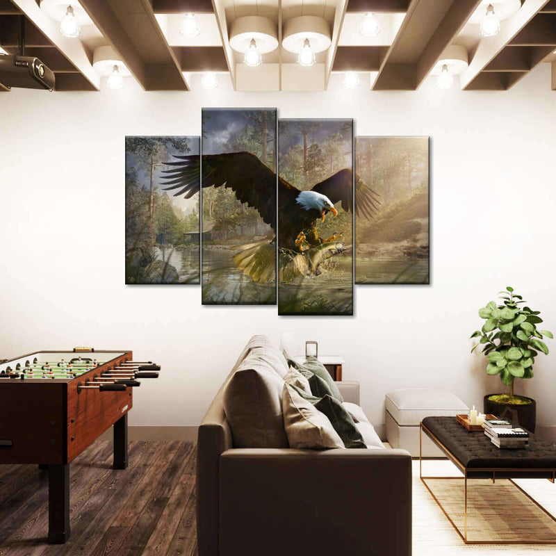 Bald Eagle Catching Fish Wall Art