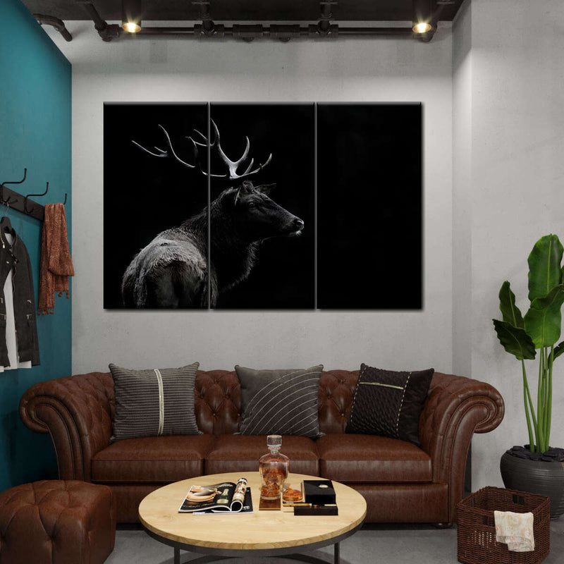 Monochrome Bull Elk Wall Art