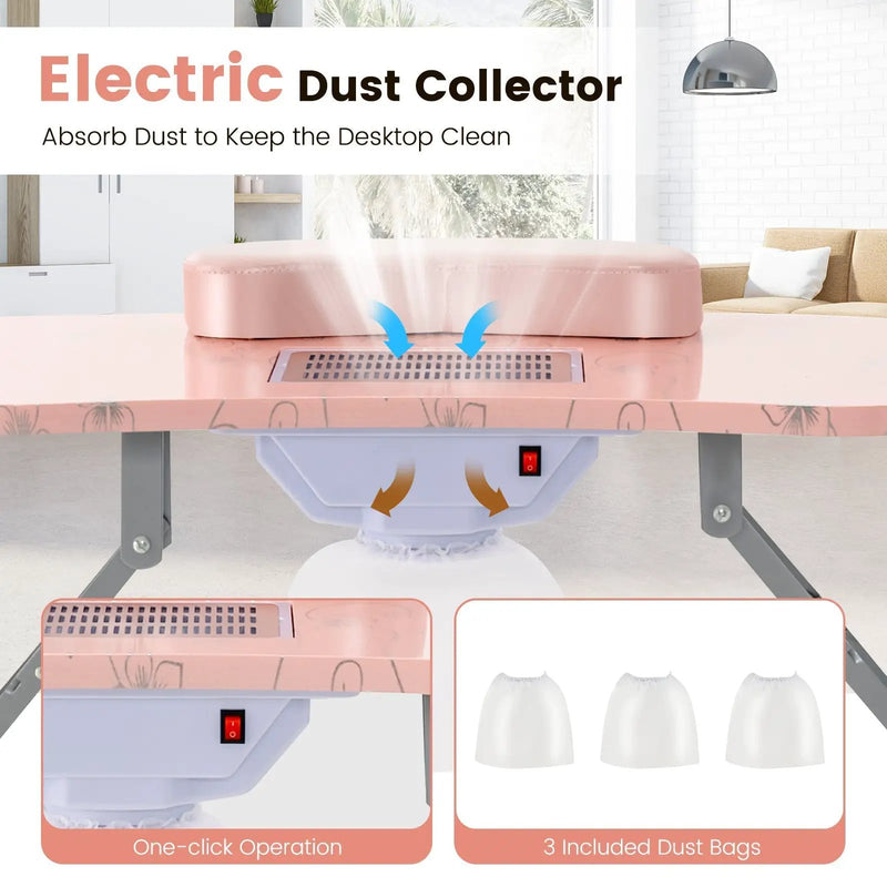 Manicure Nail Table with Bendable USB-plug LED Table Lamp-Pink, photo 5 of 8