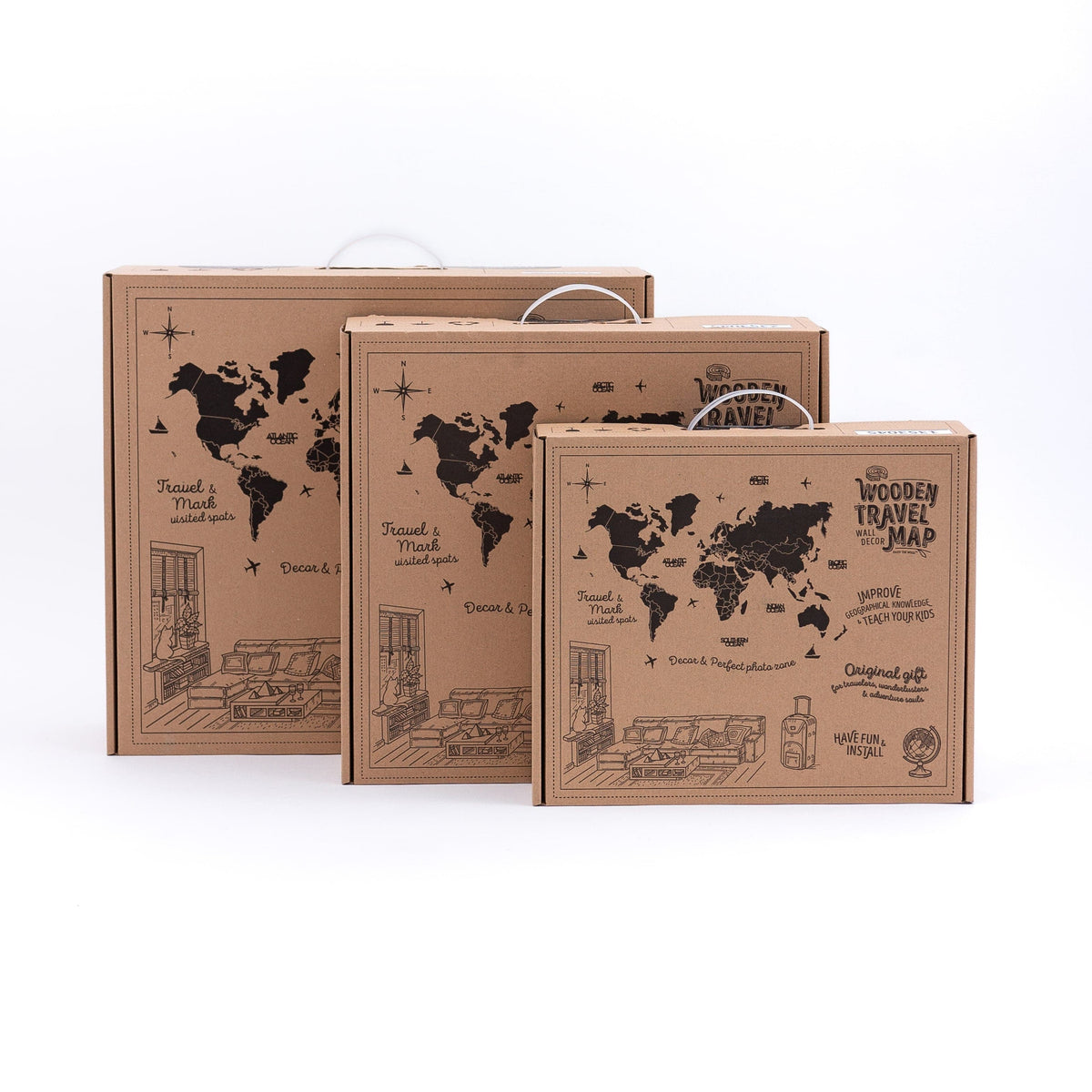 Wall Decor Bundle: 3D Wooden World Map with Flag Pins, photo 14 of 14