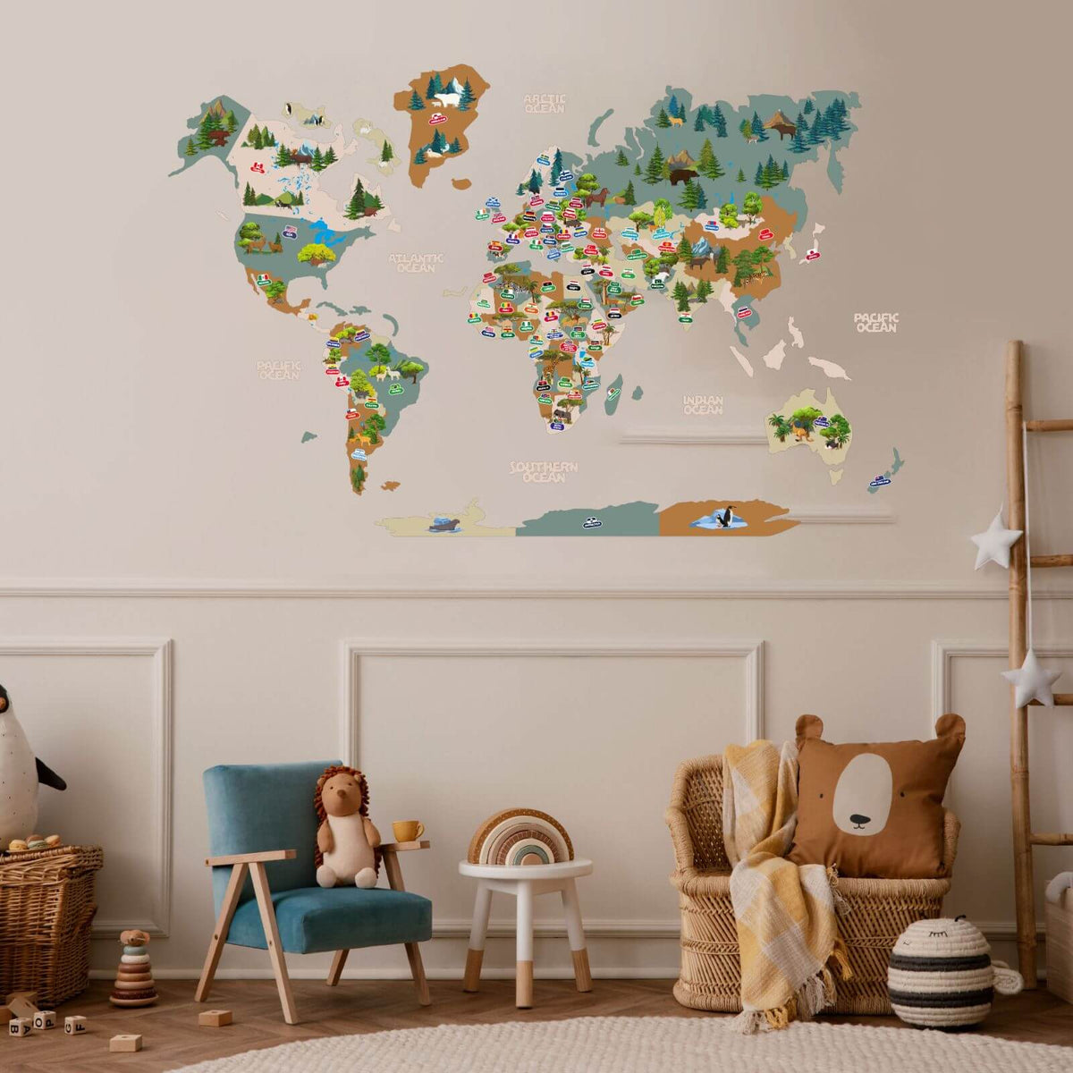 Animal World Map Indigo, photo 15 of 15