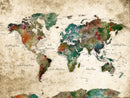 Grunge Personalized World Map Wall Art Canvas Print – Custom