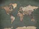 Rustic Black and Wood World Map Canvas Wall Art – Framed