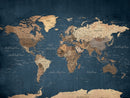 Navy Blue World Map Canvas Print – Framed Travel Map Wall