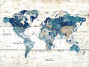 Watercolor World Map Canvas Wall Art Print – Abstract