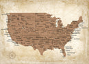 Custom Push Pin US Map Canvas | Personalized Travel Tracker | USA Cities Map Anniversary Gift for Couples | Adventure America Map Wall Art with Pins