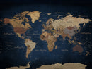 Framed Custom World Map Canvas Print - Deep Blue World Map