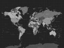 Black World Map Wall Art Canvas Print – Detailed Map of the