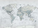 Push Pin World Map Canvas Print - Detailed Vintage World Map