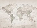 Antique Style World Map Canvas Print - Vintage Detailed