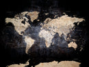 Grunge World Map Wall Art | 3-Panel Large Beige and Brown