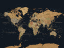 Vintage World Map Earth Globe Countries Oceans Continents