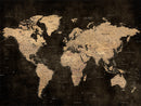 Brown World Map Canvas Print – Modern Travel Map Wall Art,
