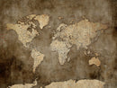 Dark Vintage World Map Canvas Wall Art Print, Antique Map