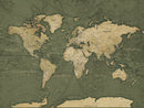 Large World Map Canvas Wall Art Print for Study Room Decor -