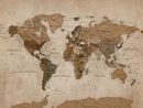 World Map Canvas Wall Art Print, Detailed Global Map Artwork