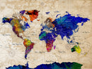 Watercolor World Map Canvas Print – Framed Wall Art for