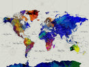 World Map Wall Art Canvas Print, Modern Decorative Framed