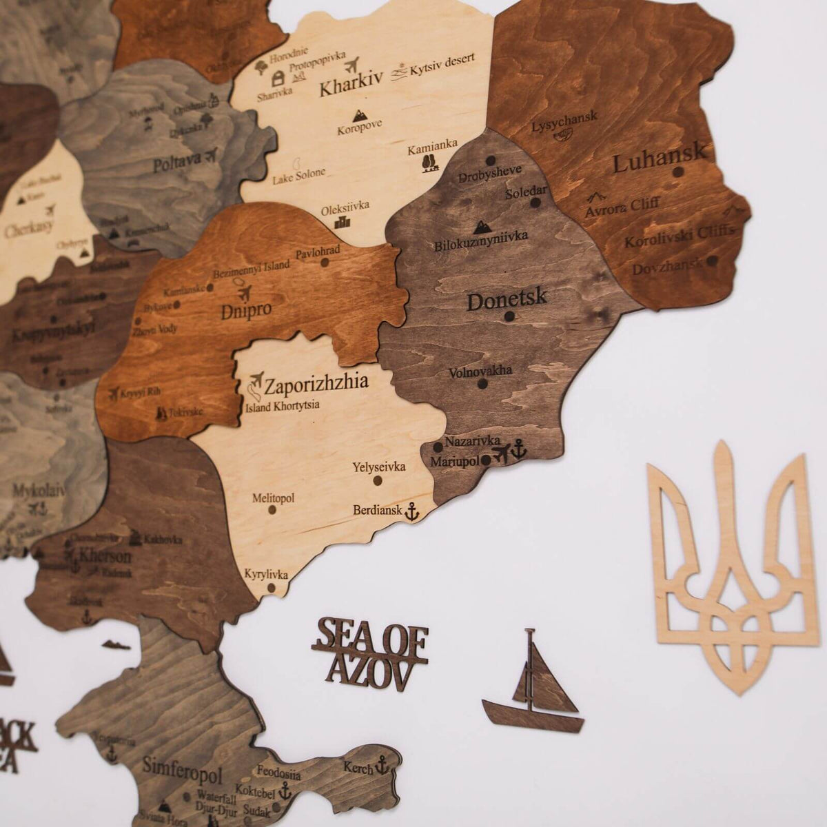 Wooden Map of Ukraine Multicolor, photo 2 of 16
