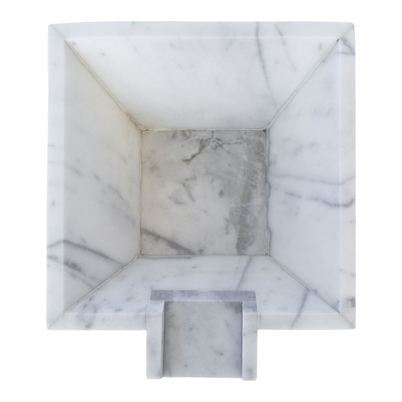 Carrara White Marble Natural Stone Pool Square Cascade Water Bowl