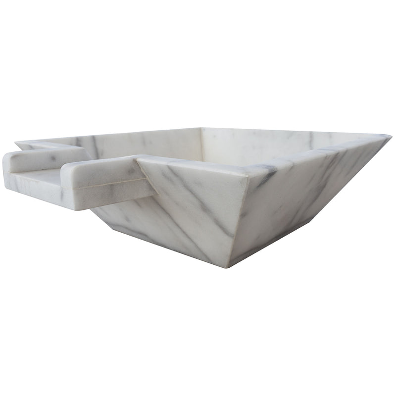 Carrara White Marble Natural Stone Pool Square Cascade Water Bowl