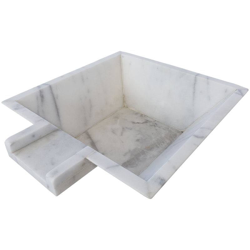 Carrara White Marble Natural Stone Pool Square Cascade Water Bowl