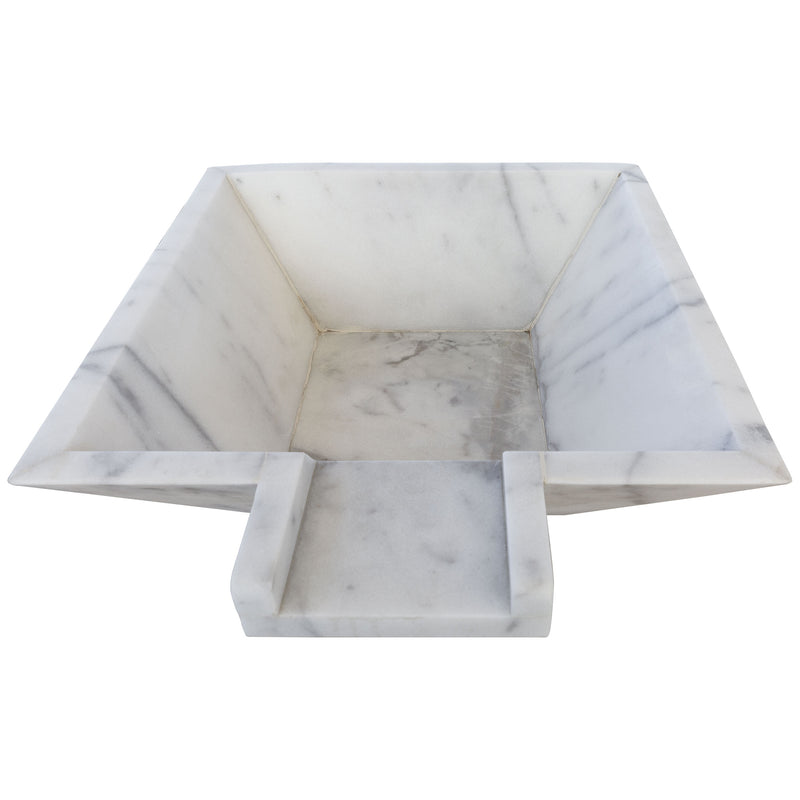 Carrara White Marble Natural Stone Pool Square Cascade Water Bowl