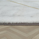 Marble Patten Area Rug in Gold Cream for Living Room with Contour Cut