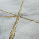 Marble Patten Area Rug in Gold Cream for Living Room with Contour Cut