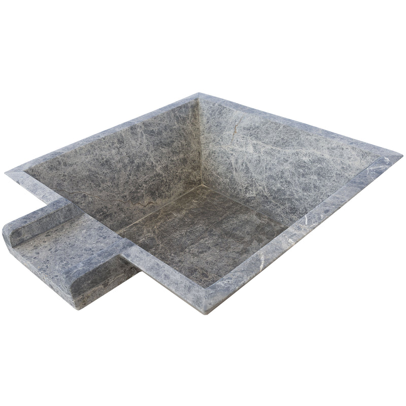 Silver Shadow Marble Natural Stone Pool Square Cascade Water Bowl