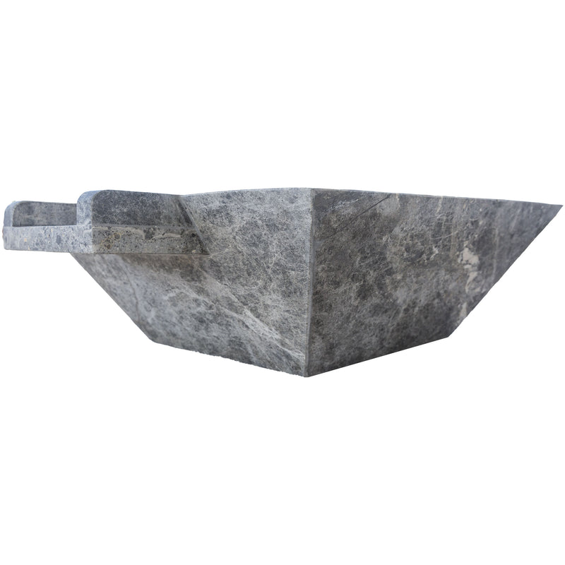 Silver Shadow Marble Natural Stone Pool Square Cascade Water Bowl