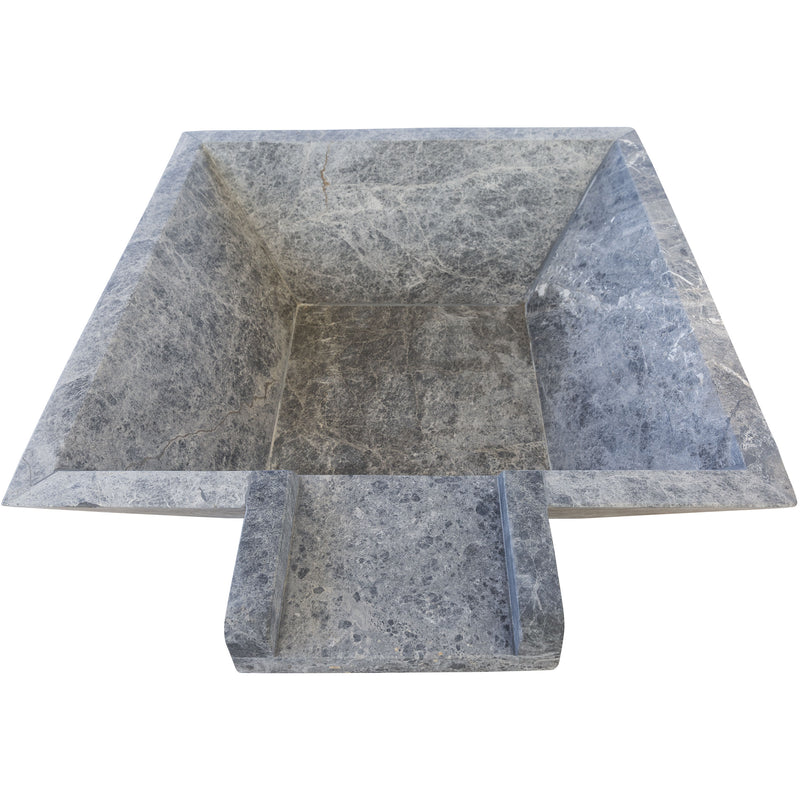 Silver Shadow Marble Natural Stone Pool Square Cascade Water Bowl