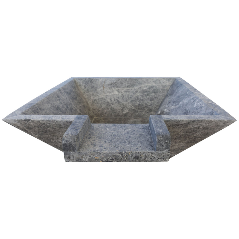 Silver Shadow Marble Natural Stone Pool Square Cascade Water Bowl